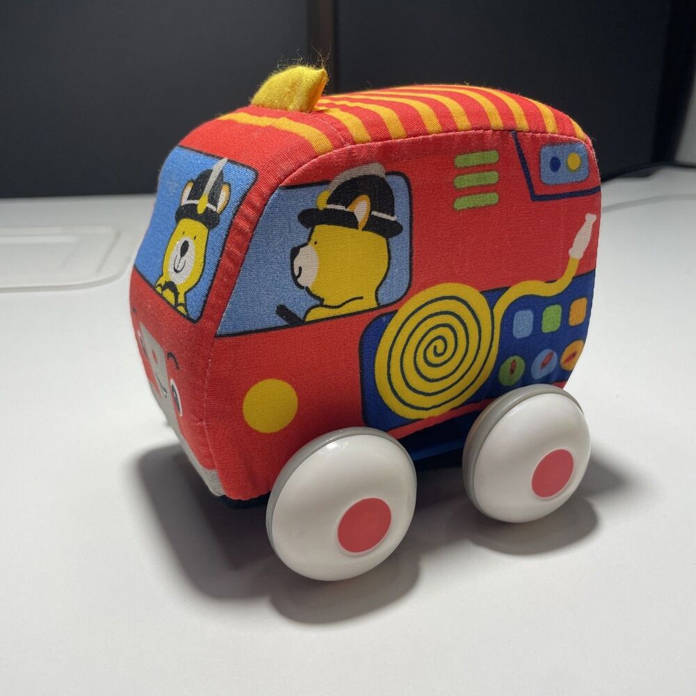 Melissa and Doug K's Kids Pull-Back Soft Town Fire Truck Vehicles Baby Toys